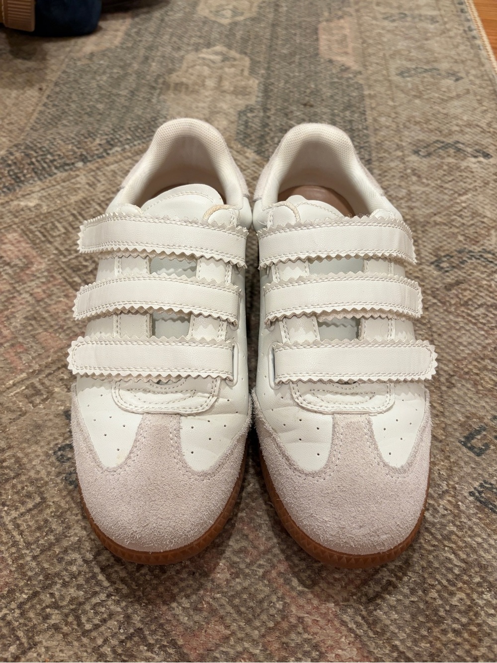 Steve Madden White Velcro Athletic Sneakers with Suede Toe